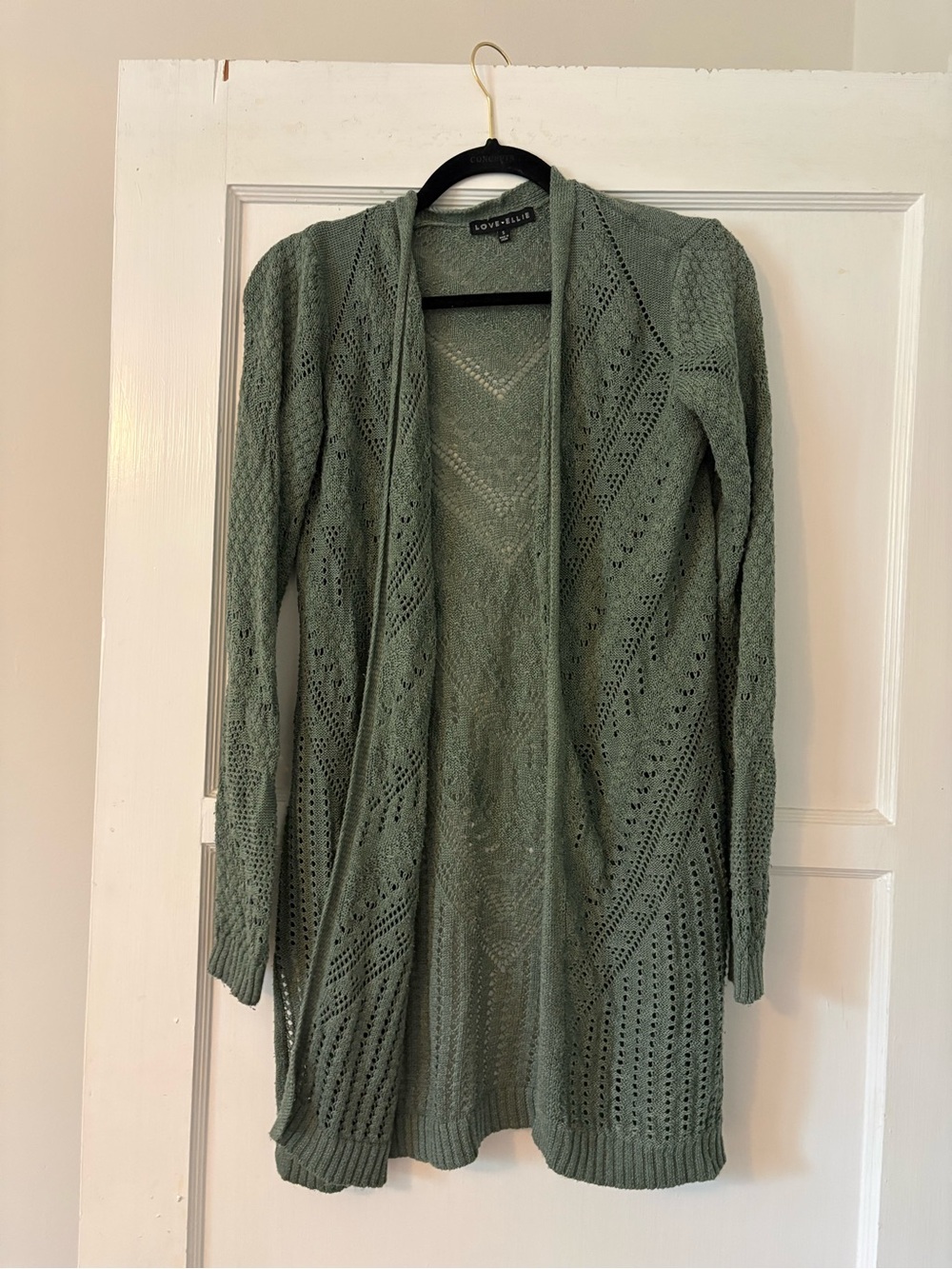 Long Open-Front Cardigan Sweater - Sage Green